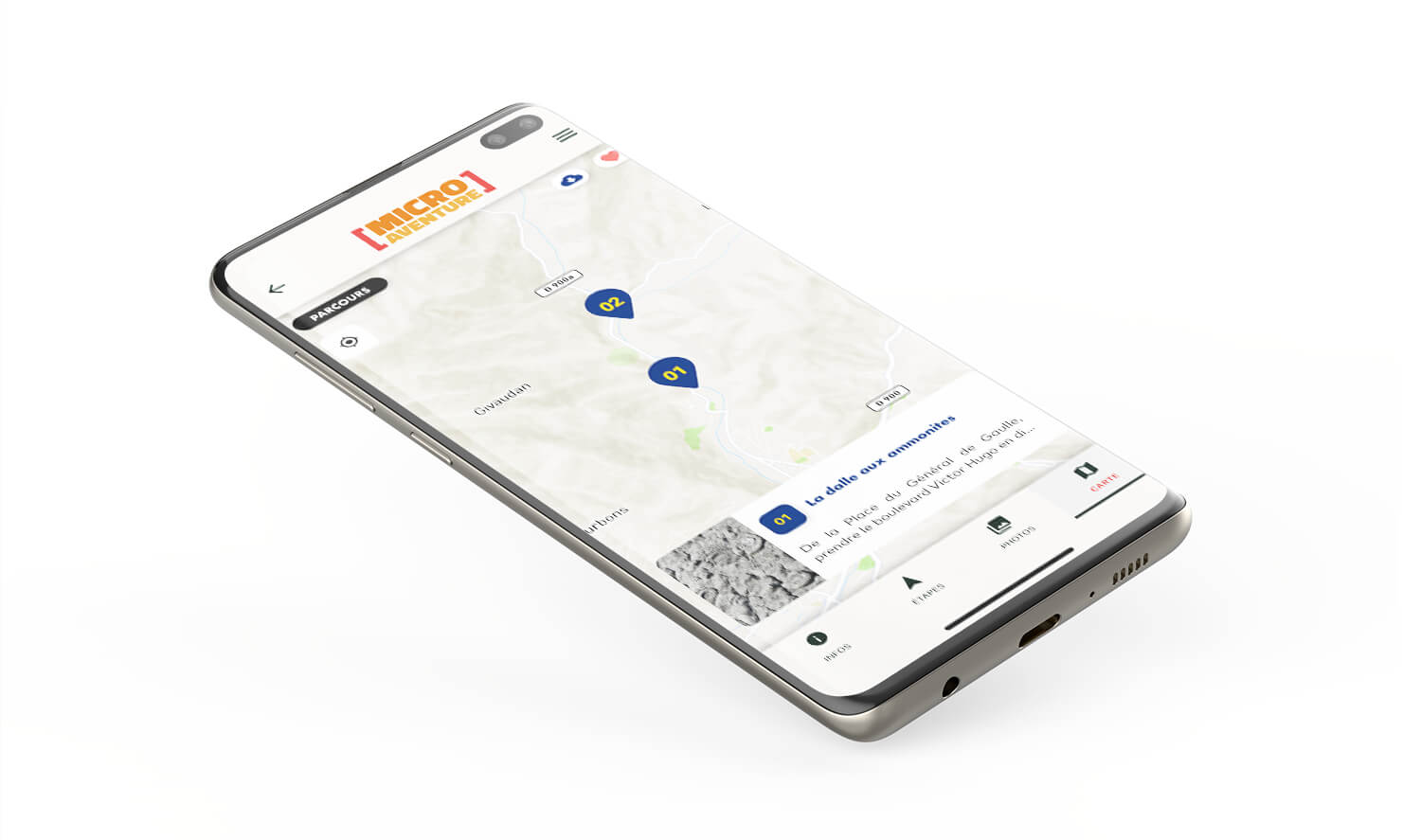 Micro-Aventure - Application Mobile - Parcours - Carte